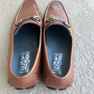 Salvatore Ferragamo Men's Brown Leather Slip-Ons